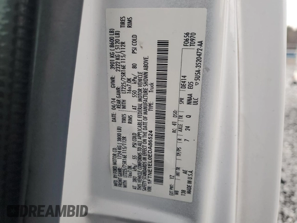 2014 Ford Econoline Cargo Commercial with VIN 1FTNE1EL0EDA86524, listed as a Copart auction lot 84254944 with 82,593 mi miles and Salvage Title. Bid and sale history available at carsss.com. Image 10.