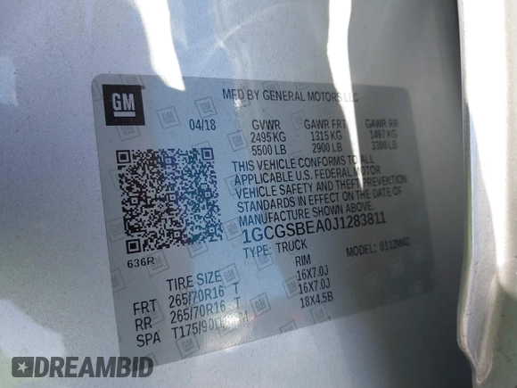 2018 Chevrolet Colorado 2WD Work Truck с VIN 1GCGSBEA0J1283811, выставлен на аукционе IAAI как лот 41834201 с пробегом 75 642 миль миль и . История ставок и продаж доступна на DreamBid. Изображение 9.