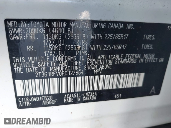 2023 Toyota RAV4 LE z VIN 2T3G1RFV0PC327864, wystawiony jako IAAI lot #42465650 z przebiegiem 36 006 mil mil oraz . Historia ofert i sprzedaży dostępna na DreamBid. Obrazek 9.