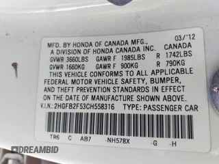 2012 Honda Civic LX с VIN 2HGFB2F53CH558316, выставлен на аукционе IAAI как лот 42002869 с пробегом 89 895 миль миль и . История ставок и продаж доступна на DreamBid. Изображение 9.