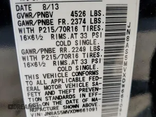 2013 Nissan Rogue S with VIN JN8AS5MVXDW661091, listed as a Copart auction lot 46989145 with 113,261 mi miles and Salvage Title. Bid and sale history available at DreamBid. Image 15.