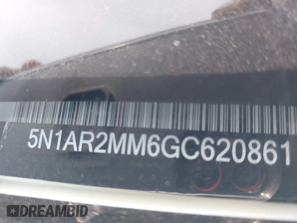 2016 Nissan Pathfinder SV with VIN 5N1AR2MM6GC620861, listed as a IAAI auction lot 40501234 with 107,424 mi miles and . Bid and sale history available at DreamBid. Image 9.