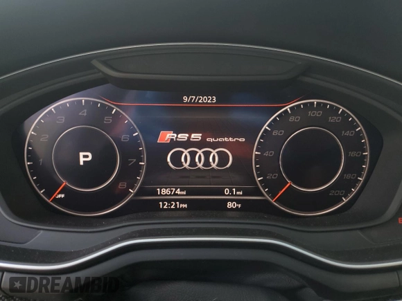 2019 Audi RS 5 Sportback z VIN WUABWCF57KA904231, wystawiony jako Copart lot #67341003 z przebiegiem 18 674 mil mil oraz . Historia ofert i sprzedaży dostępna na DreamBid. Obrazek 9.