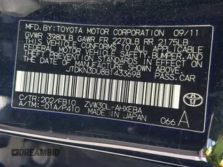 2011 Toyota Prius I with VIN JTDKN3DU8B1433698, listed as a IAAI auction lot 42124404 with 223,576 mi miles. Bid and sale history available at carsss.com. Image 9.