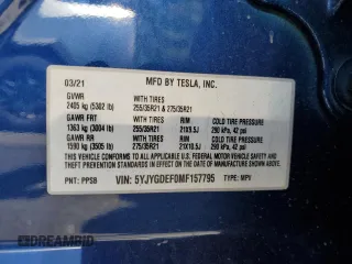 2021 Tesla Model Y Performance z VIN 5YJYGDEF0MF157795, wystawiony jako Copart lot #57163245 z przebiegiem 62 598 mil mil oraz Szkoda całkowita • Salvage title. Historia ofert i sprzedaży dostępna na DreamBid. Obrazek 13.