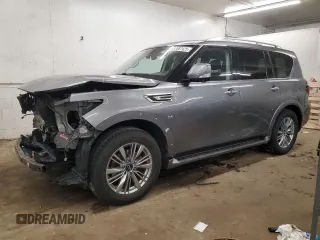 2018 Infiniti QX80 with VIN JN8AZ2NE2J9190198, listed as a Copart auction lot 57687425 with 122,825 mi miles and Salvage title. Bid and sale history available at DreamBid. Image 1.