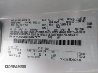 2017 Ford Escape SE with VIN 1FMCU0GD0HUD77275, listed as a IAAI auction lot 41890360 with 94,914 mi miles. Bid and sale history available at carsss.com. Image 9.