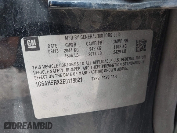 2014 Cadillac ATS Luxury AWD with VIN 1G6AH5RX2E0119821, listed as a IAAI auction lot 42670758 with 157,925 mi miles and . Bid and sale history available at DreamBid. Image 9.