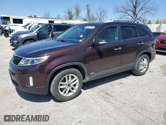 2014 Kia Sorento LX with VIN 5XYKTCA66EG497383, listed as a Copart auction lot 51547955 with 143,872 mi miles and Salvage Title. Bid and sale history available at carsss.com. Image 1.