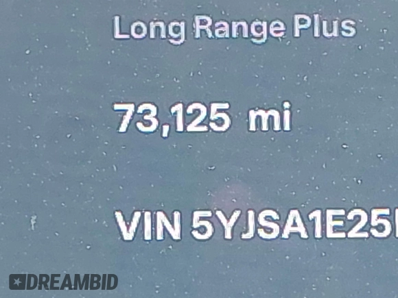 2020 Tesla Model S Long Range with VIN 5YJSA1E25LF396213, listed as a IAAI auction lot 42383231 with 73,125 mi miles and . Bid and sale history available at DreamBid. Image 15.
