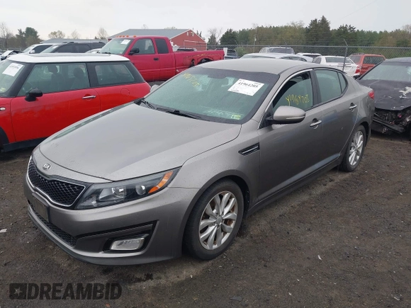 2015 Kia Optima LX with VIN 5XXGM4A76FG475908, listed as a IAAI auction lot 41964205 with 122,965 mi miles. Bid and sale history available at carsss.com. Image 2.