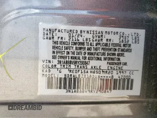 2024 Nissan Sentra S with VIN 3N1AB8BV9RY290847, listed as a Copart auction lot 59682875 with 28,826 mi miles and Salvage title. Bid and sale history available at DreamBid. Image 12.