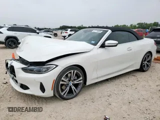 2021 BMW 4 Series 430i z VIN WBA23AT07MCG22827, wystawiony jako Copart lot #57776505 z przebiegiem 6874 mil mil oraz Szkody całkowita. Historia ofert i sprzedaży dostępna na DreamBid. Obrazek 1.