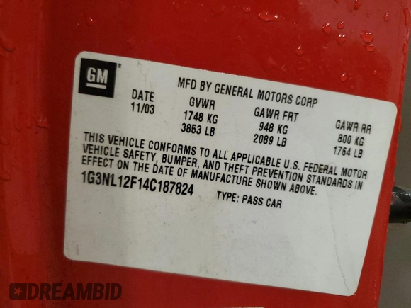 2004 Oldsmobile Alero GL1 z VIN 1G3NL12F14C187824, wystawiony jako Copart lot #86369574 z przebiegiem 76 579 mil mil oraz Nie do naprawy. Historia ofert i sprzedaży dostępna na DreamBid. Obrazek 12.