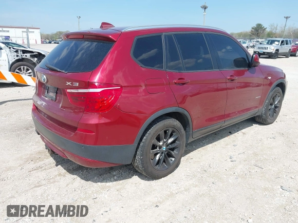 2013 BMW X3 xDrive28i with VIN 5UXWX9C50D0A23500, listed as a IAAI auction lot 42089054 with 260,705 mi miles. Bid and sale history available at carsss.com. Image 4.