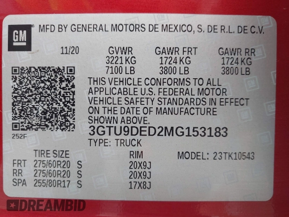 2021 GMC Sierra 1500 SLT z VIN 3GTU9DED2MG153183, wystawiony jako IAAI lot #41880942 z przebiegiem 84 686 mil mil oraz . Historia ofert i sprzedaży dostępna na DreamBid. Obrazek 9.