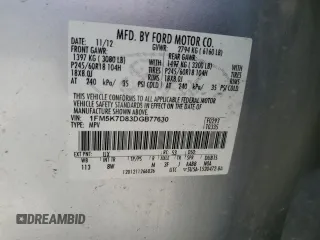 2013 Ford Explorer XLT с VIN 1FM5K7D83DGB77630, выставлен на аукционе Copart как лот 62339165 с пробегом 135 120 миль миль и Списание • Salvage title. История ставок и продаж доступна на DreamBid. Изображение 13.