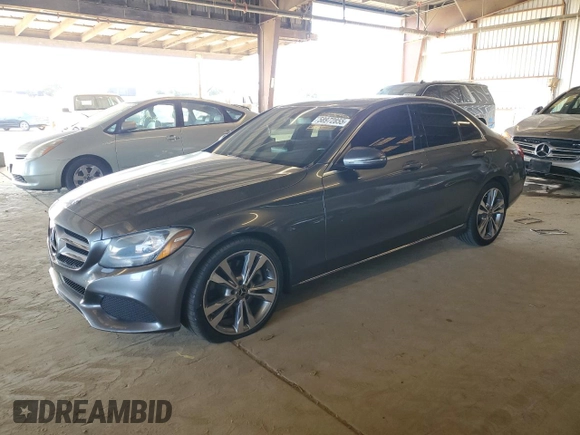 2018 Mercedes-Benz C 300 with VIN 55SWF4JB1JU238800, listed as a Copart auction lot 58972855 with 109,704 mi miles and Salvage title. Bid and sale history available at DreamBid. Image 1.