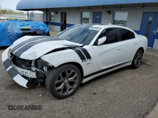 2015 Dodge Charger Road/Track with VIN 2C3CDXCT9FH785076, listed as a Copart auction lot 55867585 with 103,819 mi miles and Salvage title. Bid and sale history available at DreamBid. Image 1.