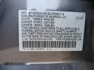 2022 Acura ILX Premium z VIN 19UDE2F8XNA007830, wystawiony jako Copart lot #42138285 z przebiegiem Nie podano mil oraz Szkoda całkowita • Salvage title. Historia ofert i sprzedaży dostępna na DreamBid. Obrazek 13.
