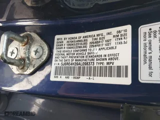 2010 Honda CR-V LX with VIN 5J6RE4H39AL098373, listed as a IAAI auction lot 41830982 with 1 mi miles. Bid and sale history available at carsss.com. Image 9.
