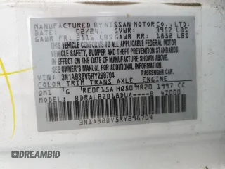 2024 Nissan Sentra S with VIN 3N1AB8BV5RY298704, listed as a Copart auction lot 56696355 with 15,551 mi miles and Clean Title. Bid and sale history available at DreamBid. Image 12.
