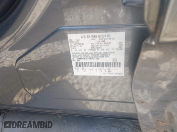 2023 Ford Edge SEL z VIN 2FMPK4J97PBA31506, wystawiony jako IAAI lot #42071208 z przebiegiem 50 458 mil mil oraz . Historia ofert i sprzedaży dostępna na DreamBid. Obrazek 9.