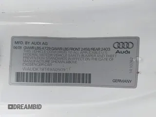 2009 Audi A5 z VIN WAUDK78T49A050911, wystawiony jako IAAI lot #41560381 z przebiegiem 87 652 mil mil oraz . Historia ofert i sprzedaży dostępna na DreamBid. Obrazek 9.