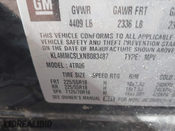 2022 Buick Encore GX Preferred with VIN KL4MMCSLXNB083487, listed as a IAAI auction lot 42062244 with 32,159 mi miles and . Bid and sale history available at DreamBid. Image 9.