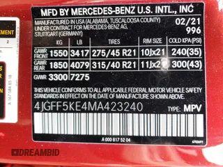 2021 Mercedes-Benz GLS 450 with VIN 4JGFF5KE4MA423240, listed as a Copart auction lot 80464263 with 34,049 mi miles and . Bid and sale history available at DreamBid. Image 14.