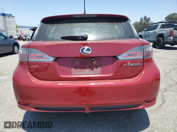 2012 Lexus CT 200h with VIN JTHKD5BH9C2095291, listed as a Copart auction lot 62746025 with 237,020 mi miles and Salvage title. Bid and sale history available at DreamBid. Image 6.