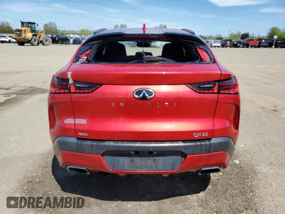 2022 Infiniti QX55 Sensory with VIN 3PCAJ5L31NF104767, listed as a Copart auction lot 57218455 with 73,694 mi miles and Clean title. Bid and sale history available at DreamBid. Image 6.