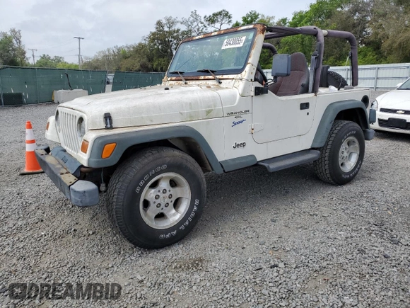 1997 Jeep Wrangler Sport with VIN 1J4FY19S9VP430180, listed as a Copart auction lot 50430055 with 0 mi miles and Salvage Title. Bid and sale history available at carsss.com. Image 1.