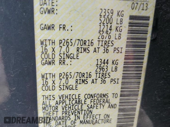 2013 Nissan Xterra S with VIN 5N1AN0NU4DN820944, listed as a Copart auction lot 60467715 with 263,335 mi miles and Salvage title. Bid and sale history available at DreamBid. Image 13.