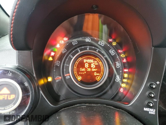 2012 FIAT 500 Abarth with VIN 3C3CFFFH8CT351617, listed as a Copart auction lot 50002195 with 84,996 mi miles and Salvage title. Bid and sale history available at DreamBid. Image 9.