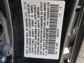2019 Honda Civic Sport with VIN 19XFC2F81KE007902, listed as a Copart auction lot 44060855 with 69,592 mi miles and Salvage Title. Bid and sale history available at DreamBid. Image 12.