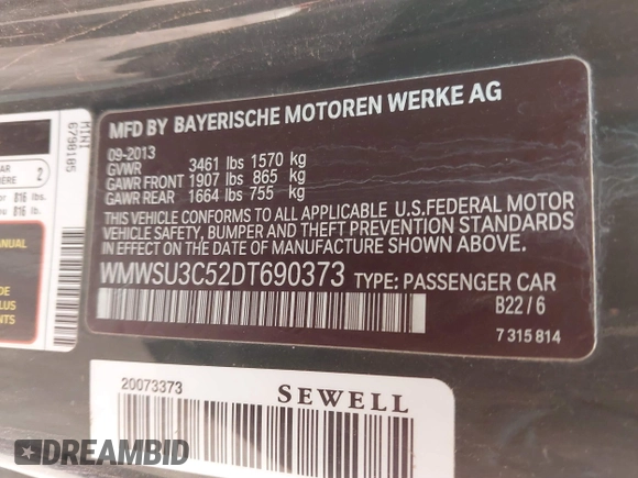 2013 MINI Hardtop z VIN WMWSU3C52DT690373, wystawiony jako IAAI lot #41777229 z przebiegiem 125 190 mil mil oraz . Historia ofert i sprzedaży dostępna na DreamBid. Obrazek 9.