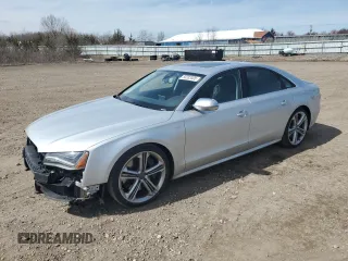 2013 Audi S8 with VIN WAUD2AFD1DN010425, listed as a Copart auction lot 50203305 with 108,677 mi miles and Salvage Title. Bid and sale history available at carsss.com. Image 1.