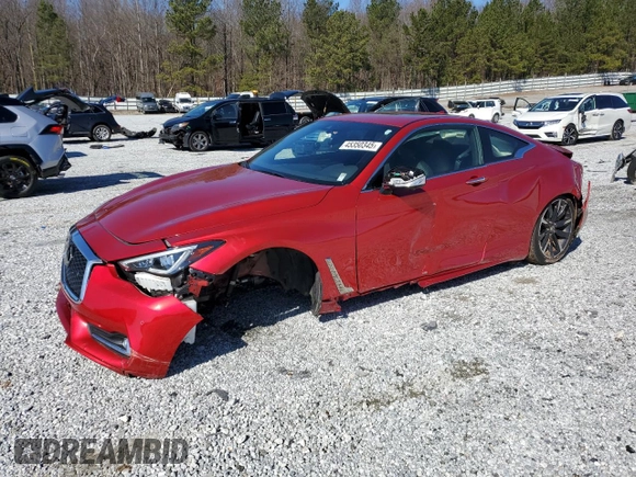 2022 Infiniti Q60 Luxe with VIN JN1EV7KKXNM600672, listed as a Copart auction lot 45350345 with 20,941 mi miles and Salvage Title. Bid and sale history available at DreamBid. Image 1.