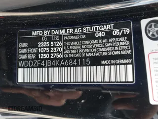 2019 Mercedes-Benz E-Class E 300 with VIN WDDZF4JB4KA684115, listed as a IAAI auction lot 41573761 with 35,678 mi miles. Bid and sale history available at carsss.com. Image 9.