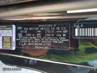 2021 Kia Forte LXS with VIN 3KPF24ADXME267589, listed as a Copart auction lot 50258915 with 70,526 mi miles and Salvage Title. Bid and sale history available at carsss.com. Image 12.