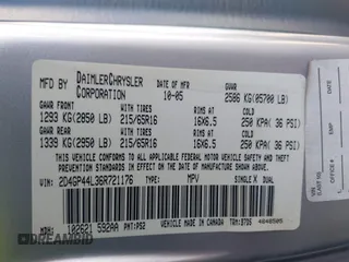 2006 Dodge Grand Caravan SXT z VIN 2D4GP44L36R721176, wystawiony jako IAAI lot #41975524 z przebiegiem 187 306 mil mil oraz . Historia ofert i sprzedaży dostępna na DreamBid. Obrazek 9.
