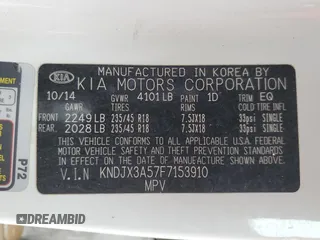 2015 Kia Soul + with VIN KNDJX3A57F7153910, listed as a Copart auction lot 55336775 with 135,894 mi miles and Clean Title. Bid and sale history available at DreamBid. Image 12.
