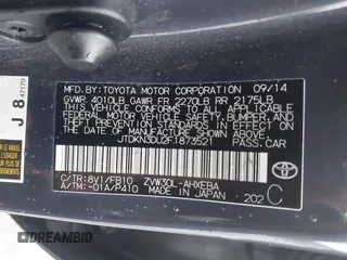 2015 Toyota Prius Four with VIN JTDKN3DU2F1873521, listed as a IAAI auction lot 41983831 with 107,653 mi miles and . Bid and sale history available at DreamBid. Image 9.