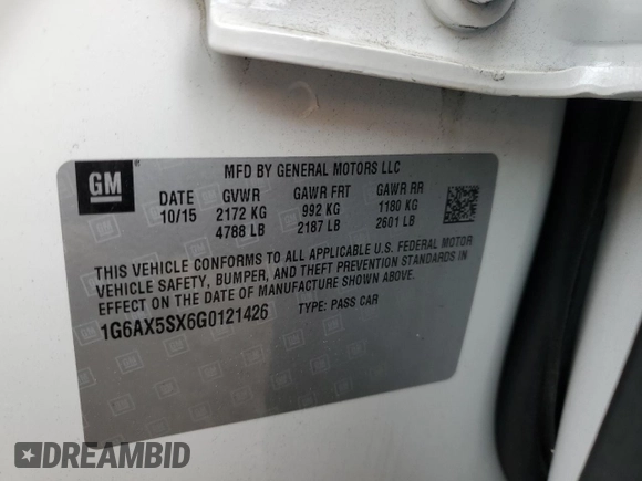 2016 Cadillac CTS Luxury Collection AWD with VIN 1G6AX5SX6G0121426, listed as a Copart auction lot 49540985 with 65,858 mi miles and Salvage Title. Bid and sale history available at DreamBid. Image 14.