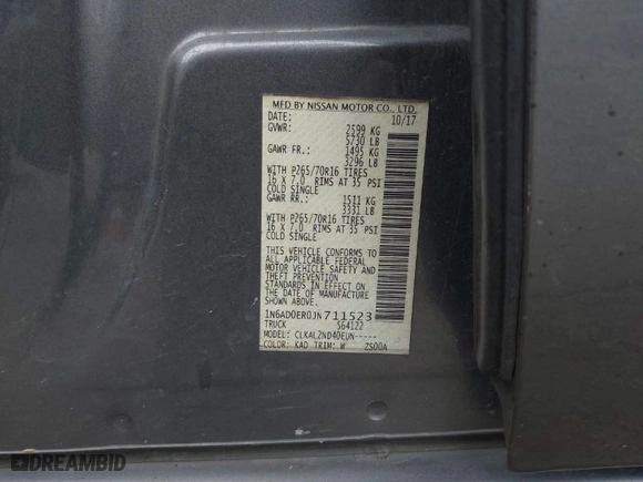 2018 Nissan Frontier SV V6 with VIN 1N6AD0ER0JN711523, listed as a IAAI auction lot 41429409 with 127,816 mi miles. Bid and sale history available at carsss.com. Image 9.