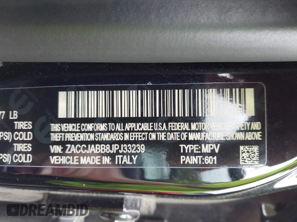 2018 Jeep Renegade Latitude z VIN ZACCJABB8JPJ33239, wystawiony jako IAAI lot #42270008 z przebiegiem 149 015 mil mil oraz . Historia ofert i sprzedaży dostępna na DreamBid. Obrazek 9.