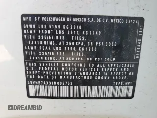 2024 Volkswagen Tiguan SE z VIN 3VVNB7AX3RM099753, wystawiony jako Copart lot #58601645 z przebiegiem 6 170 mil mil oraz Szkoda całkowita • Salvage title. Historia ofert i sprzedaży dostępna na DreamBid. Obrazek 14.