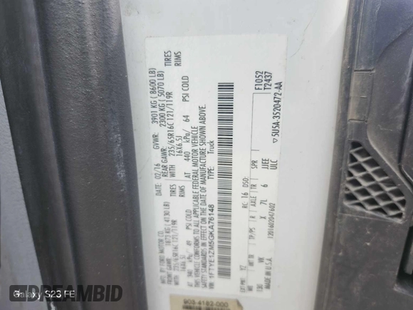 2016 Ford Transit Cargo with VIN 1FTYE1ZM5GKA76148, listed as a IAAI auction lot 42299673 with 150,587 mi miles and . Bid and sale history available at DreamBid. Image 4.