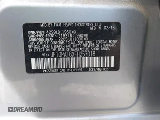2015 Subaru Impreza Special Sports Premium z VIN JF1GPAT6XFH253018, wystawiony jako IAAI lot #42214158 z przebiegiem 112 393 mil mil oraz . Historia ofert i sprzedaży dostępna na DreamBid. Obrazek 9.